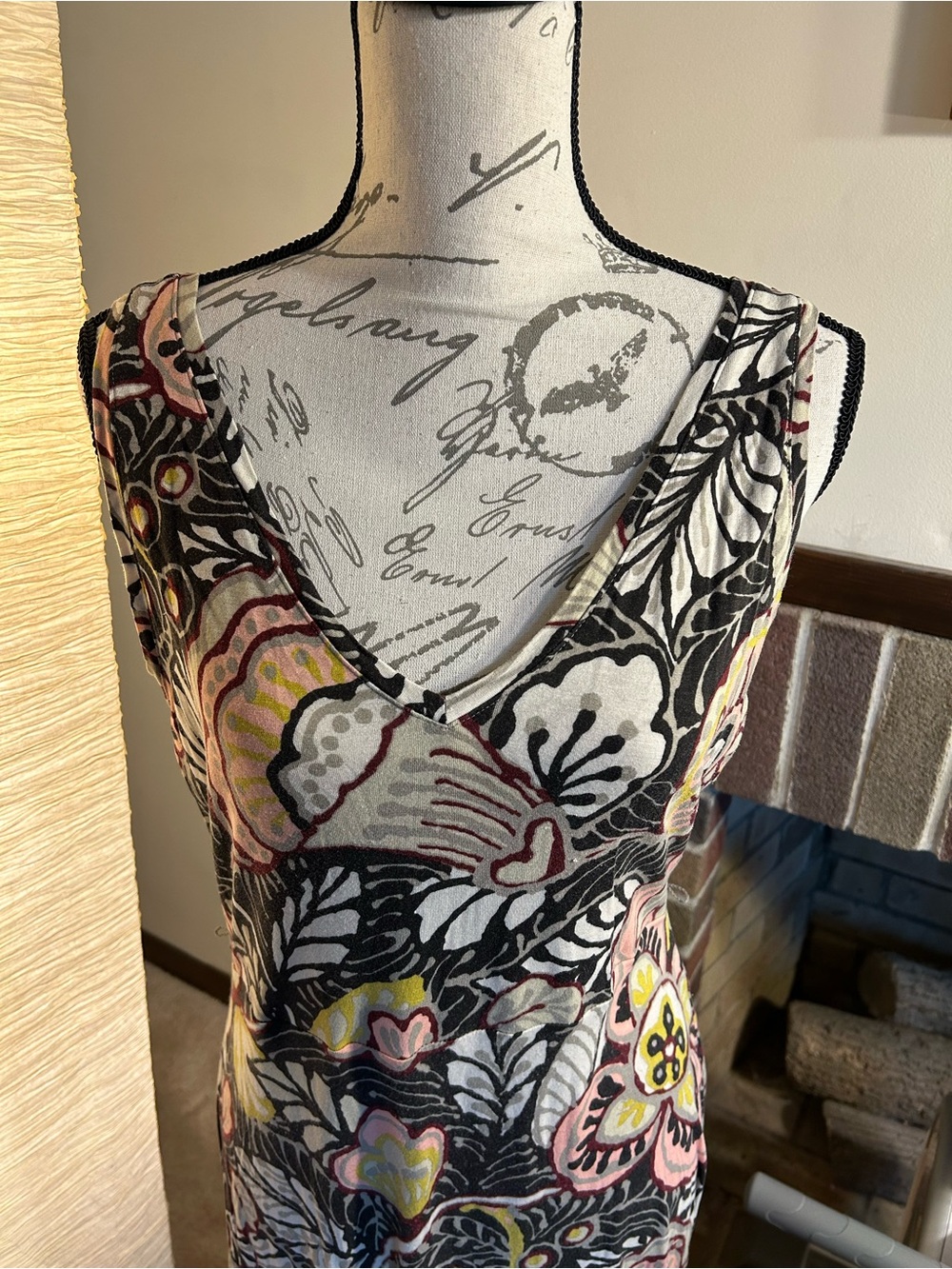 LOFT Black, White, Pink & Yellow Floral Maxi Dress